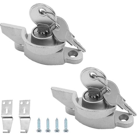 Set Of 2 Zinc Alloy Kitchen Cabinet Knobs Security Window Lock With Key Door Handle (color: Silver, Type: Right)