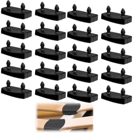 Set of 20 55mm slatted bed base supports, black internal side support, plastic bedding accessories