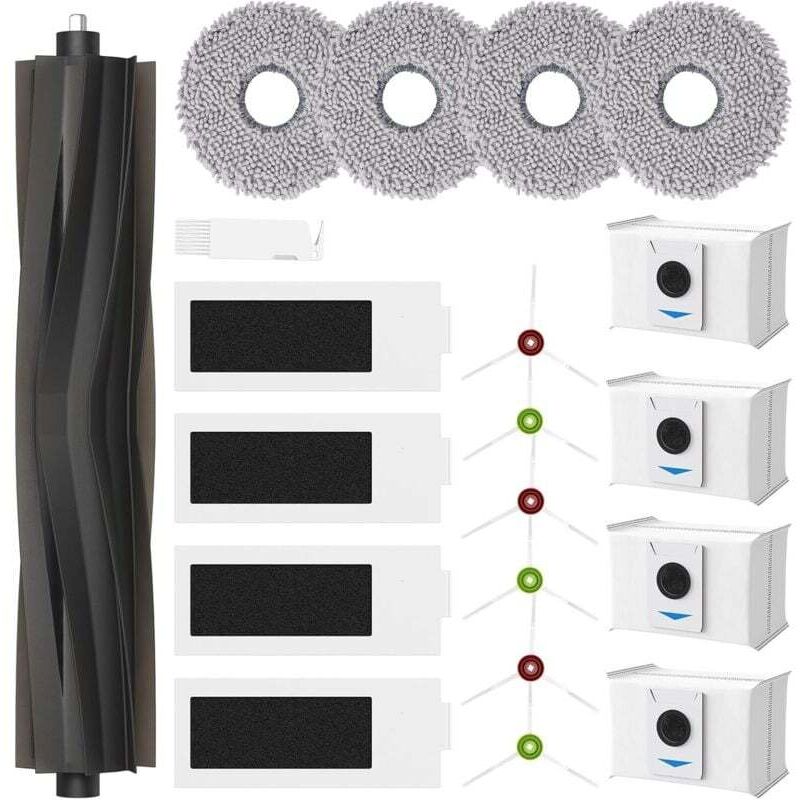 Set of 20 accessories for Ecovacs Deebot T20 Omni / T20e Omni / T20 Max / T20 Pro robot vacuum cleaners: 1 main brush, 4 cleaning cloths, 4 HEPA