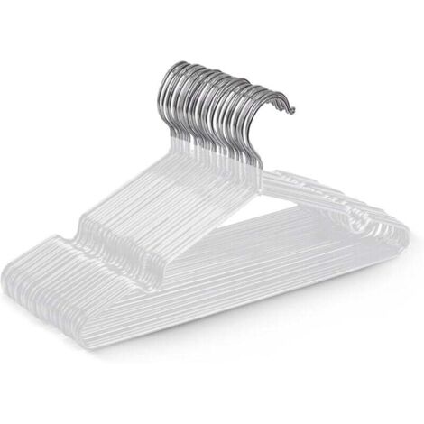 Set of 20 high quality white metal hangers, covered in rubber, measuring 40 x 19.5 x 0.32 cm, space-saving and suitable for wardrobes.
