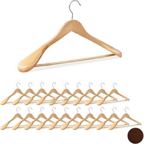 5x Relaxdays Multi Clothes Hanger, Holder with 4 Flexible Coat Hangers,  Organiser, Metal Hooks, Lotus Wood