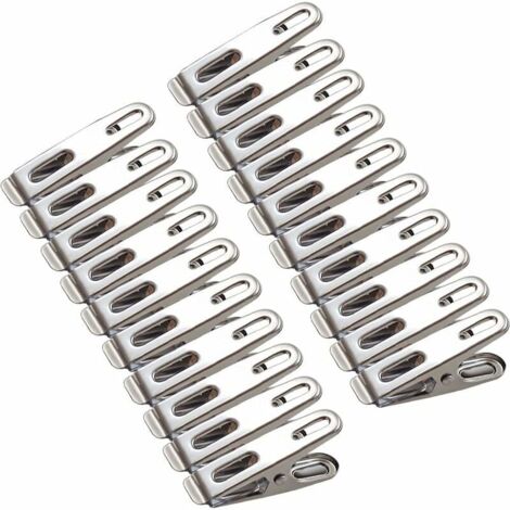 Set of 20 Stainless Steel Clothes Pegs (Silver), 4.5 cm Small Metal Clothes Pegs Stainless Steel Clothes Peg Clothes Pin