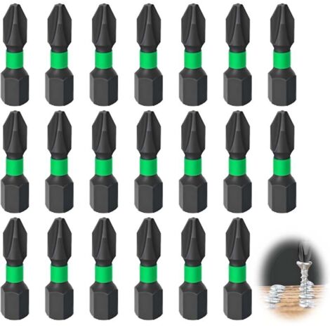 Set of 20 useful Phillips head bits for electric drills – Multifunctional magnetic steel impact-type screwdriver bits, suitable for all screwdrivers and drills, etc.