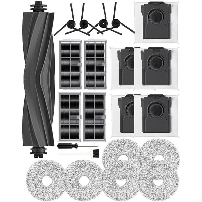 Set of 22 accessories for Dreame X40 Ultra/L40 Ultra/X40 Master/Mova P50 Pro Ultra/P10 Pro Ultra robot vacuum cleaners, 1 roller brush, 4 side