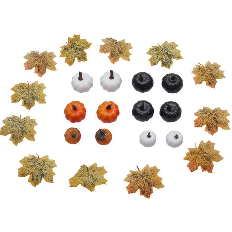 Set of 24 Halloween Maple Leaves Pumpkins Ornament Set
