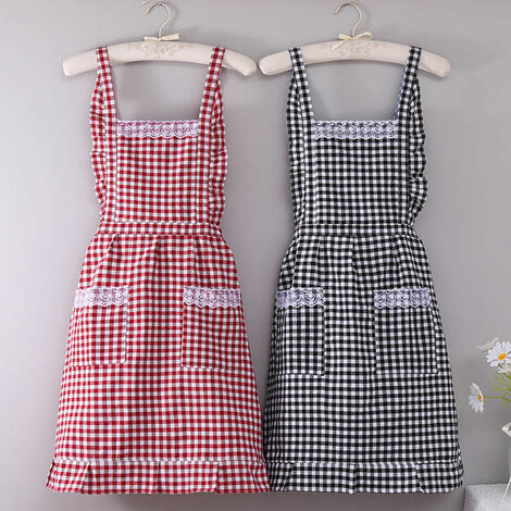 Set of 2pcs kitchen apron pretty kitchen apron for women(77cm70cm,red,black)