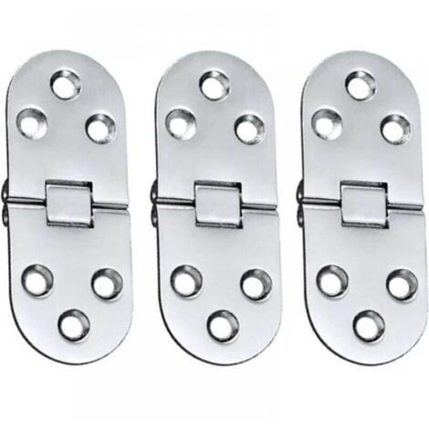 Set of 3 alloy (silver) stainless steel table hinges, folding hinge for folding doors, for drawers, tables, desks, sewing machines, silver