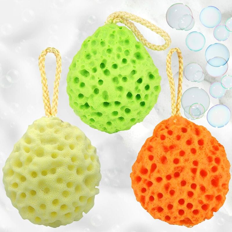 Set of 3 Bath Sponges Natural Body Shower Sponge Honeycomb Texture Vegetable Bath Sponge Bath for Baby Women Men Body Bath Sponges 3 Colors