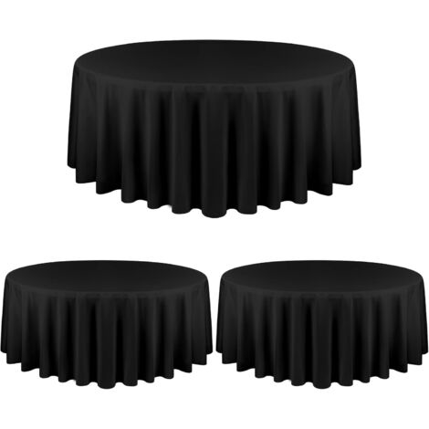 Set of 3 Black Round Tablecloth 90 Inch - Stain and Wrinkle Resistant  Polyester Fabric Table Cloth Washable Table Clothes Cover for Wedding Reception Banquet Party Gift Table Buffet Restaurant