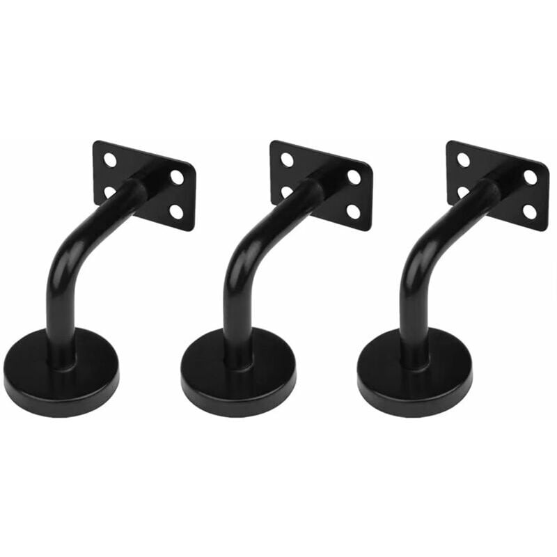 Set Of 3 Black Stair Handrail Brackets, Stainless Steel Stair Railing 