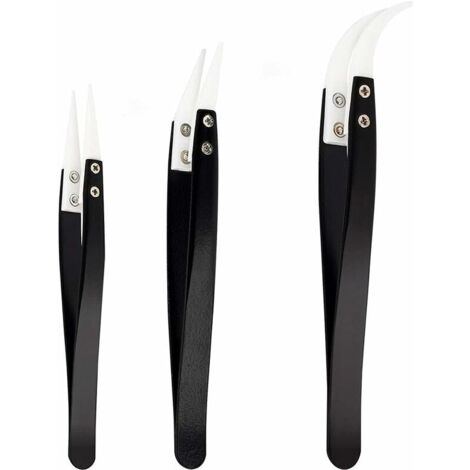 Set of 3 heat-resistant ceramic-tipped soldering pliers (1600°C) for repairing electronic devices, jewelry, computer equipment, and laboratory soldering