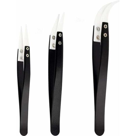 Set of 3 heat-resistant soldering pliers with ceramic tips (1600 °C) for repairing electronic devices, jewelry, computer equipment and for laboratory soldering work