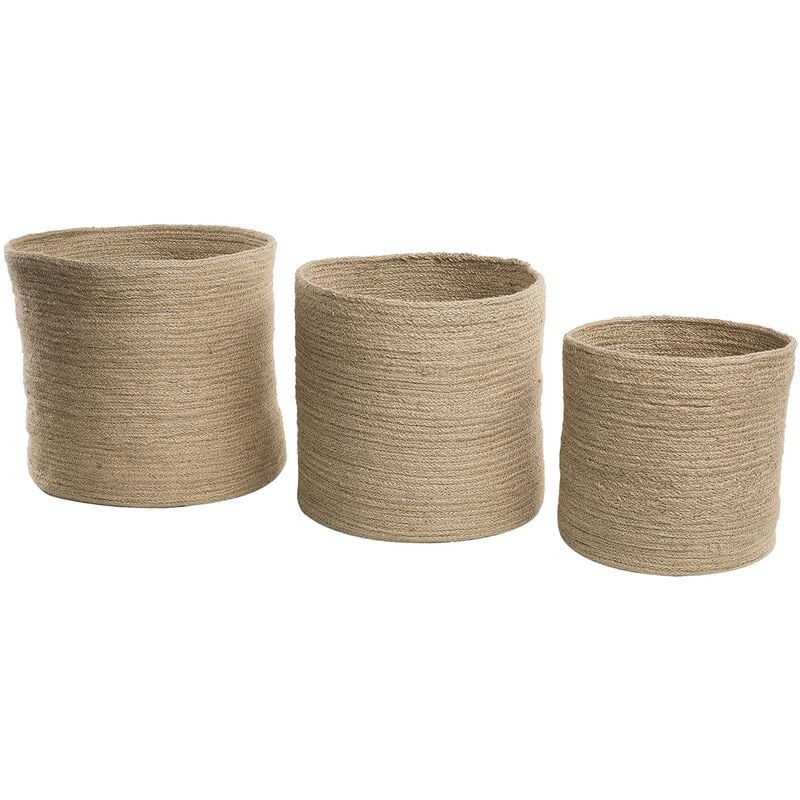 Beliani - Woven Rope Natural Jute Set of 3 Baskets Storage Laundry Bin Artigala