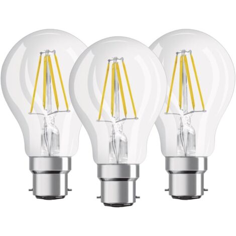 Set of 3 LED bulbs with standard filament - B22 base - 8 W equivalent to 60 W - Warm white 2700 K