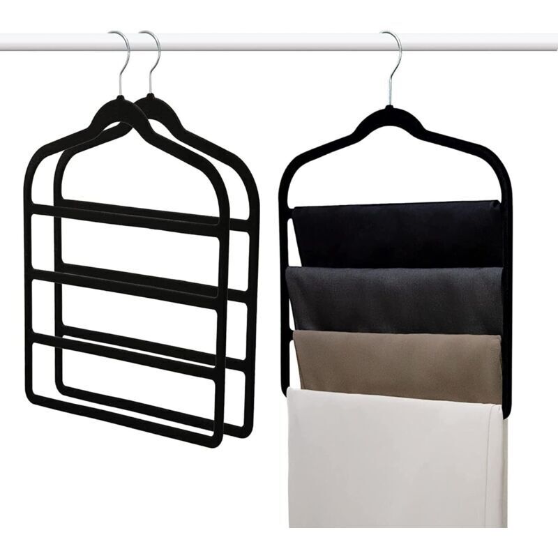 Set of 3 non-slip velvet hangers for trousers, space-saving, for jeans, scarves, ties