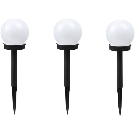 Set of 3 Outdoor Waterproof Solar Round Bulb Shaped Ground Lawn LampBeautiful COOCHEER Decorative Lighting Yard - Warm Light