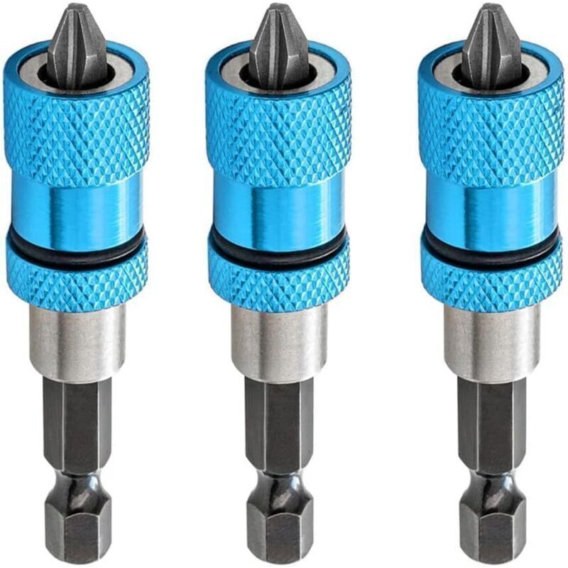 Set of 3 quick-change magnetic drywall bits - Adjustable screw depth - 1/4