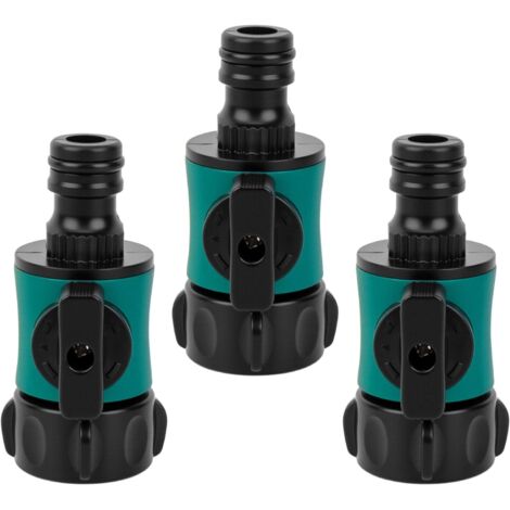 Set of 3 Quick Connect Tap Connectors with Regulating Valve - Tap Connector with Quick Connect for Garden Hose