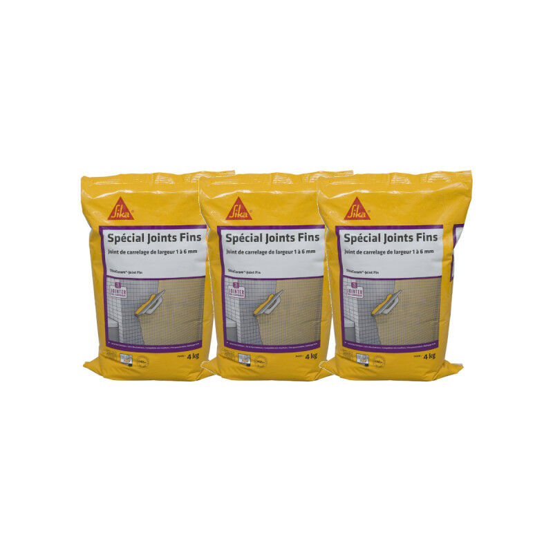 Set of 3 ready-to-mix interior and exterior tile grouting mortars Sika Sika Ceram Joint Fin - Light Grey - 4kg