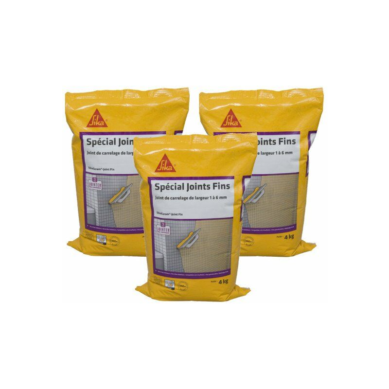 Set of 3 ready-to-mix interior and exterior tile grouts - SIKA SikaCeram Joint Fin - Manhattan - 4kg
