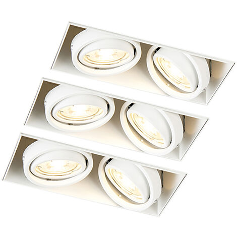 Set of 3 Recessed Spotlights White GU10 Tiltable Trimless 2-Light - Oneon