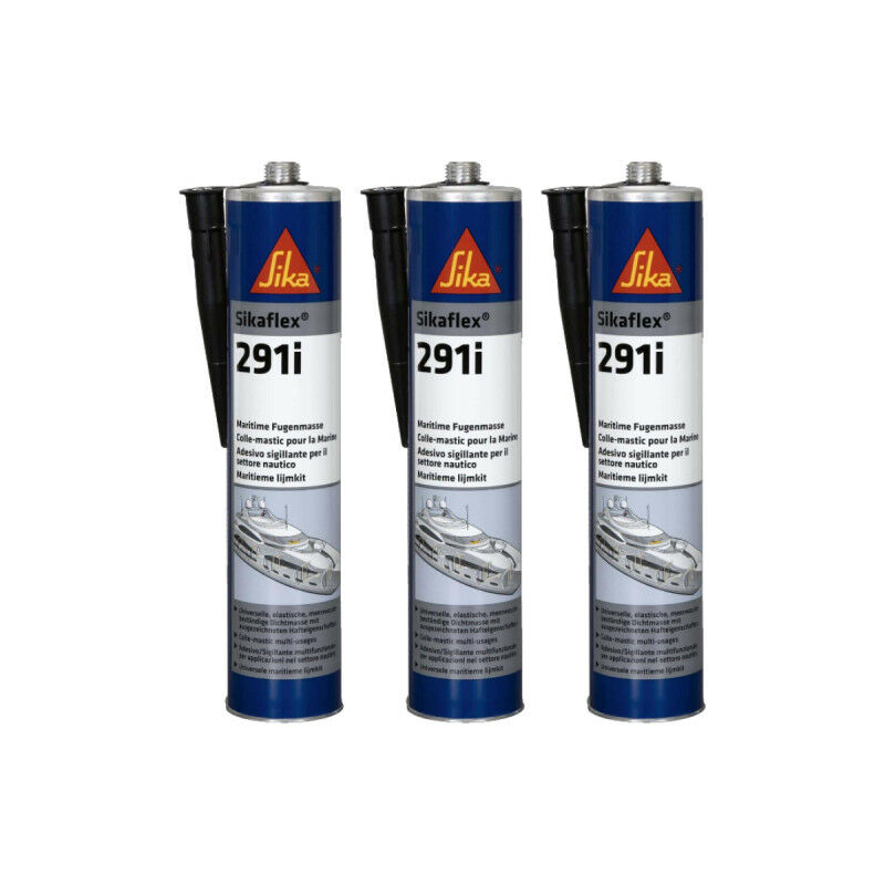 Set of 3 Sika Sika flex 291i marine sealants - Black - 300ml