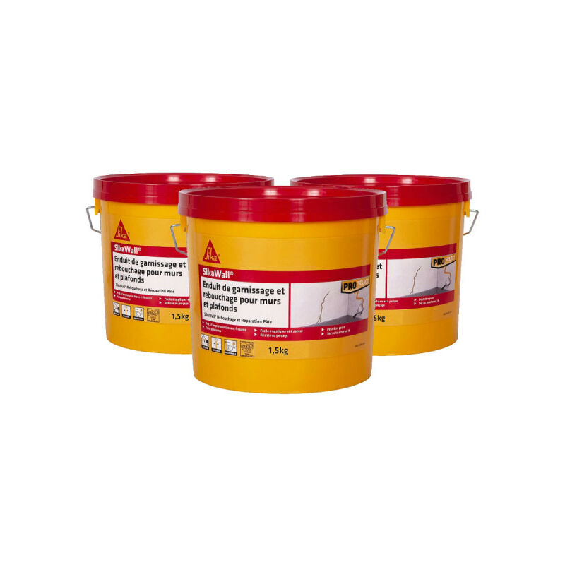 Sika - Set of 3 Wall Filling and Repairing Plasters for Walls and Ceilings in Paste - 1,5Kg