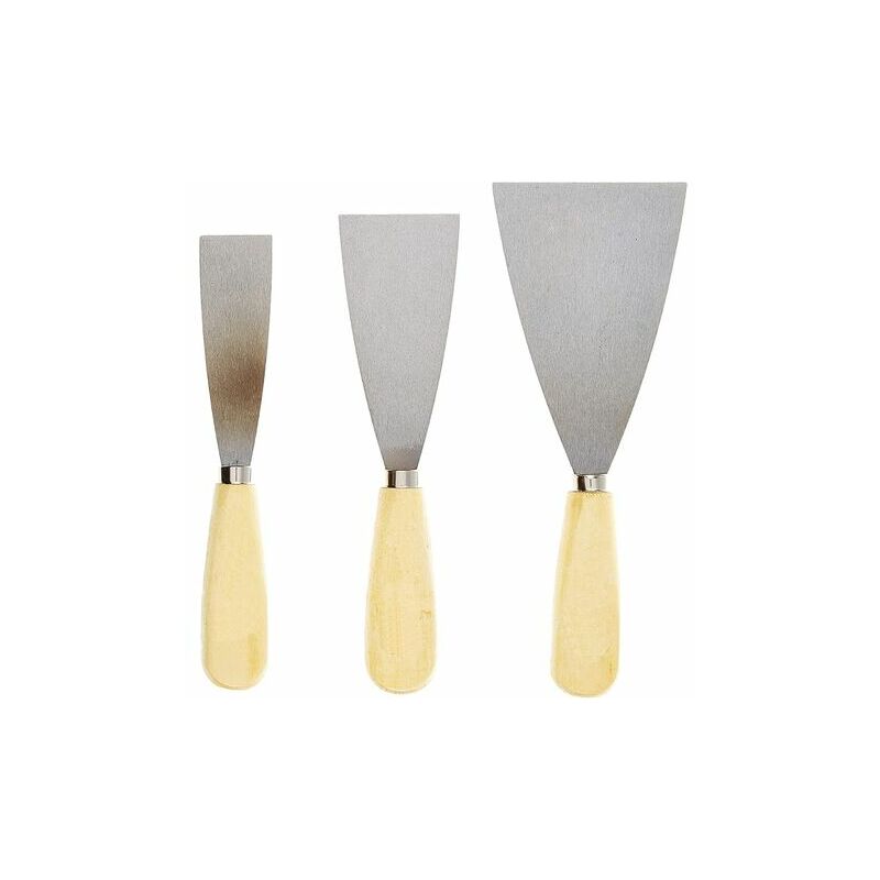 Set of 3 spatulas. Knives for stripping, coating, smoothing, filling, blocking, scraping, loosening and grinding. Wooden handle, 3 sizes: 7cm, 5cm,