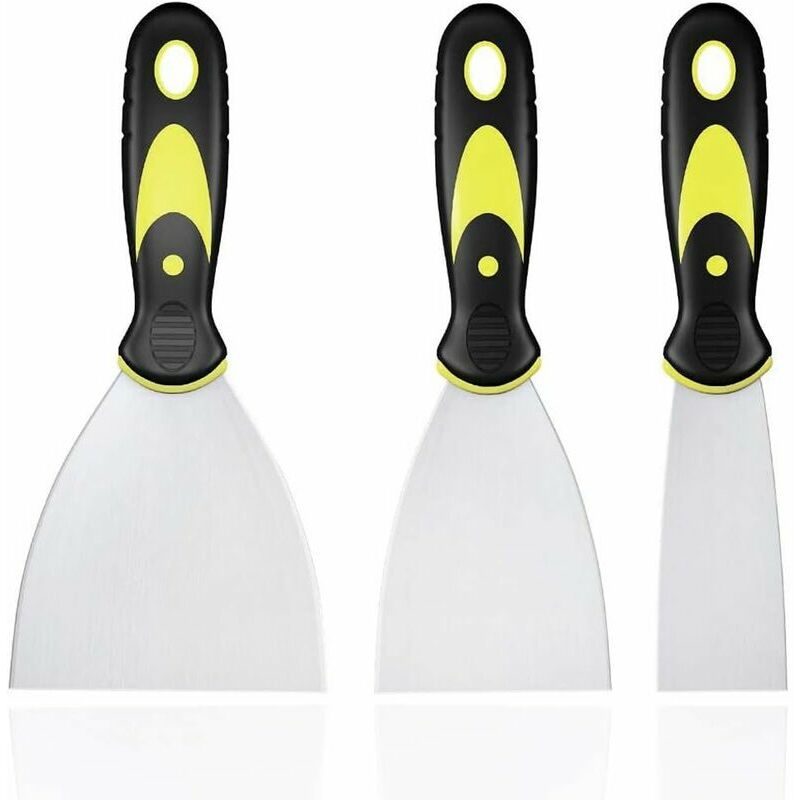 Set of 3 Stainless Steel Spatulas, Putty Knife with Plastic Handle Spatula, Palette Knife Scratches, diy Spatula for Removing diy Decorating Paint