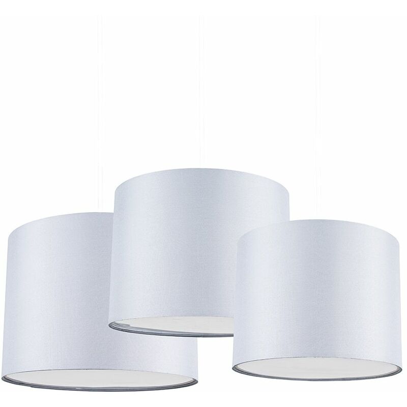 Set Of 3 Grey Pendant Ceiling Light Shades with Diffusers - No Bulb