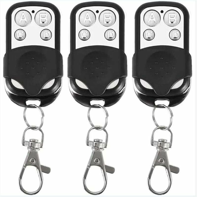 Set of 3 universal remote controls for Automatic Gate frequency 433.92 MHz Fixed Code, 4 Buttons to control up to 4 Doors
