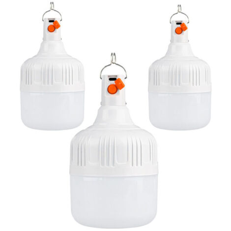 Set of 3 USB Rechargeable LED Camping Lights - Super Bright Tent Light - 3 Lighting Modes - 30W - Camping Light with Hook