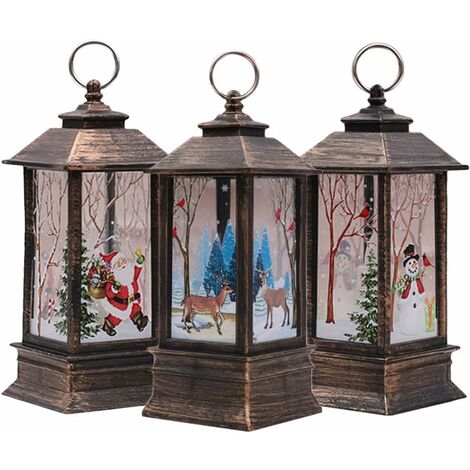Set of 3 Vintage Christmas Candles with Santa Claus Snowman LED Tea Lights, Flameless Candles for Party Decorations