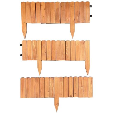 Set of 3 Wooden Lawn Edging Log Roll Style Panels (200cm x 20cm)