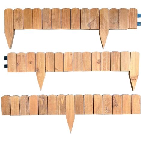Set of 3 Wooden Lawn Edging Log Roll Style Panels (210cm x 10cm)