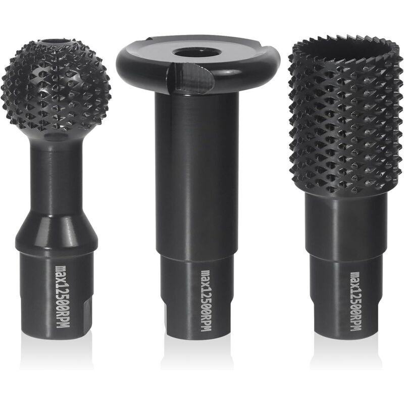 Set of 3 Woodworking Cutters - Wood Carving Grinding Discs, Rotary Burrs, Gouge and Chisel for 115/125mm Angle Grinders - Cutting Tools, Woodworking