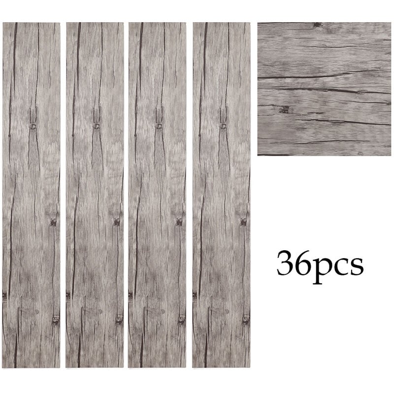 Set of 36 Planks PVC Self-stick Waterproof Floor Flooring Plank, Washed Oak White