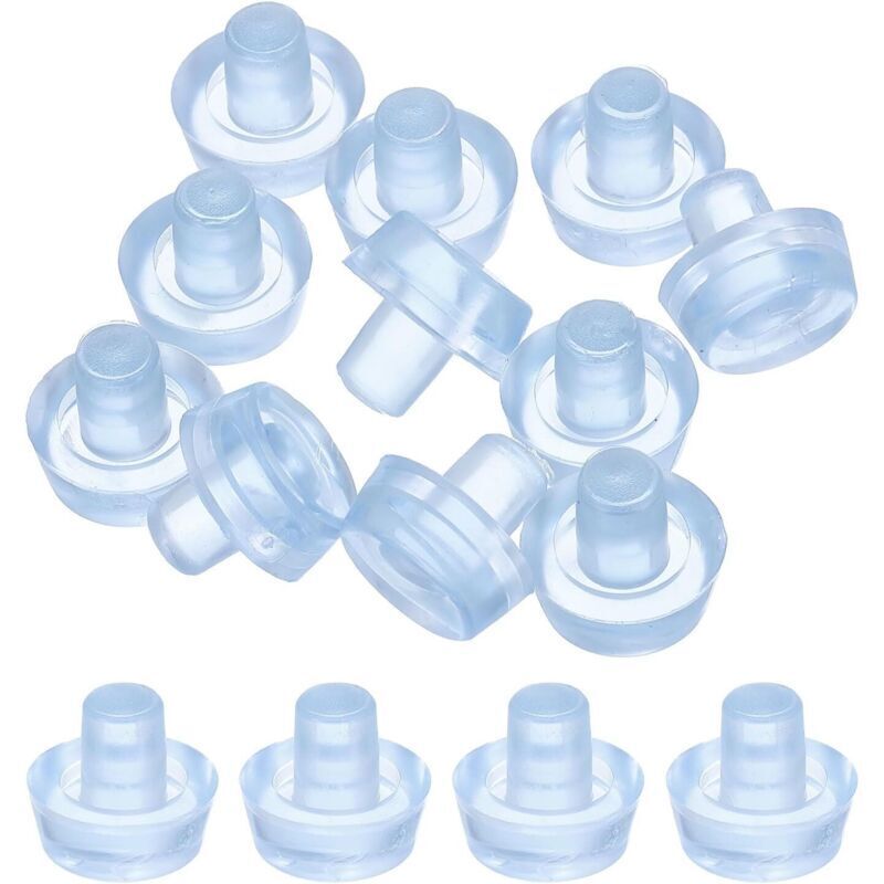 Set of 38 Glass Table Stoppers with Stem, 6 mm (0.24 in), Non-Slip Rubber, for Patio Furniture (Fits 6.35 mm Holes), Clear