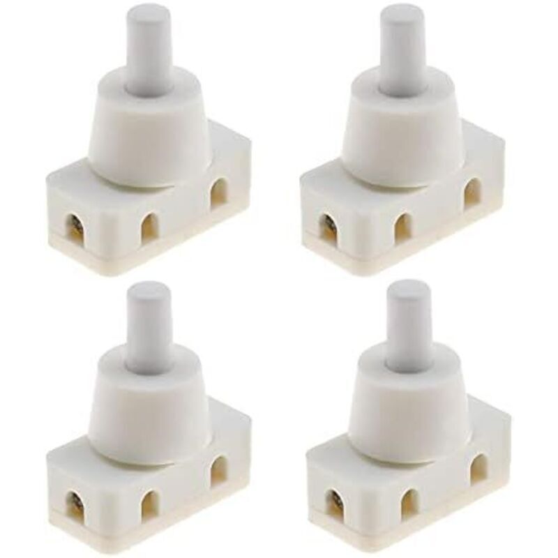 Set of 4 2-pin switches for 250V 10A lamps, 1 pin, white with screw cap.
