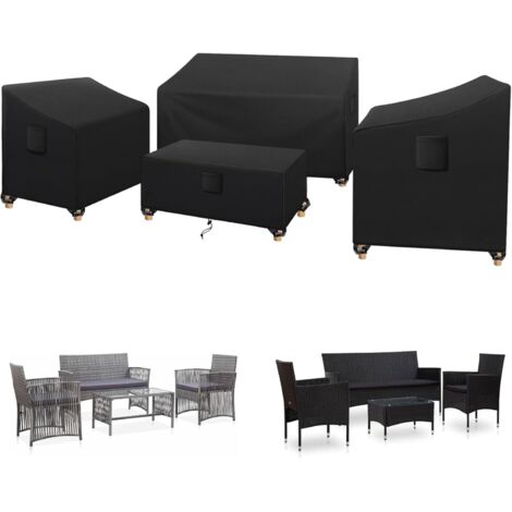 Set of 4 210D garden furniture covers, waterproof and UV-resistant, with adjustable drawstrings and straps