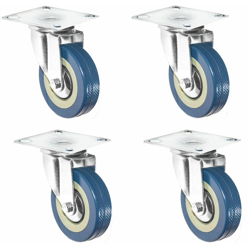 Set of 4 360° Caster Wheels 75mm - Heavy Duty Wheel Castors Furniture Wheels - grau