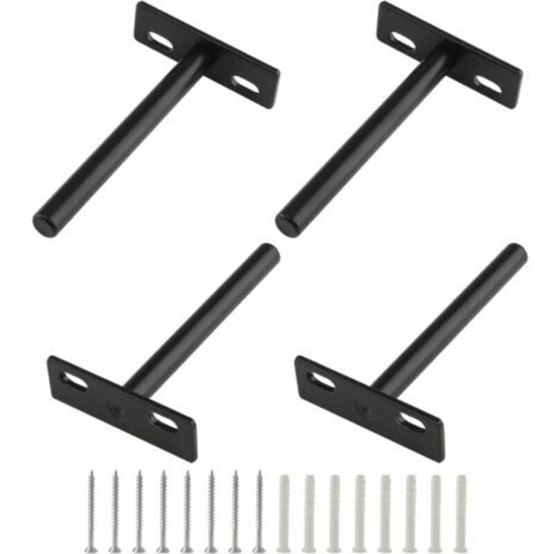 Set of 4 4-inch floating shelf brackets, heavy-duty blind shelf supports, hidden wall brackets for wooden floating shelves