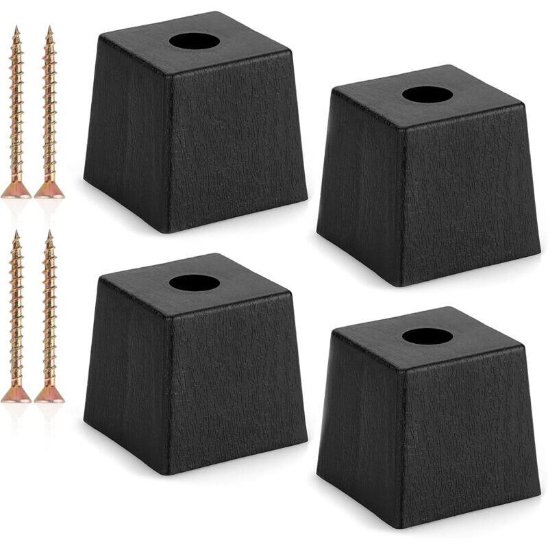 Set of 4 5cm tapered square plastic sofa legs, replacement legs for sofa table, cabinet with screws for bedroom furniture