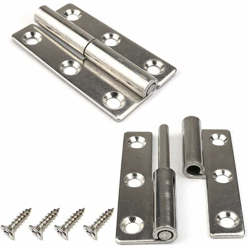 Tinor - Set of 4 7.5cm 304 Stainless Steel Removable Door Hinges for Interior and Exterior Doors(Left Handed)