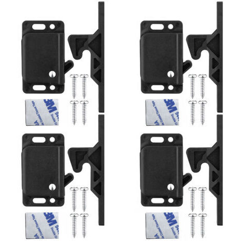 Set of 4 ABS Cabinet Door Locks with Push Latch Mechanism, Secure Cupboard and Drawer Locks for Caravan, Camper, Office, Easy Installation
