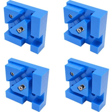 Set of 4 adjustable 90° angle brackets, 2 modes, for woodworking, ideal for boxes, drawers and cabinets (blue).