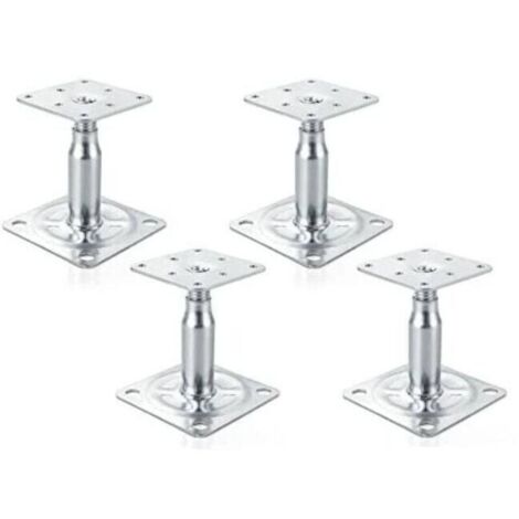 Set of 4 adjustable galvanized raised post supports from 100 to 150 mm, robust roof support for construction