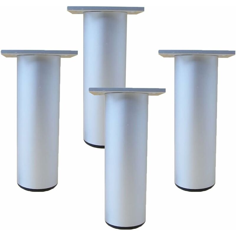 Tinor - Set of 4 Aluminum Kitchen Furniture Legs - Adjustable - Round - Support Leg for Furniture Sofa - Load Capacity 100 kg - 12cm - White