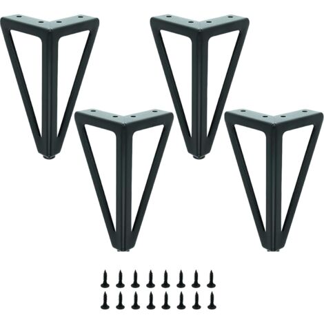 Set of 4 Black Metal Table Legs - Interchangeable Furniture Legs - for Coffee Table/TV/Sofa/Bed and Other Furniture Legs - with screws.(15cm)