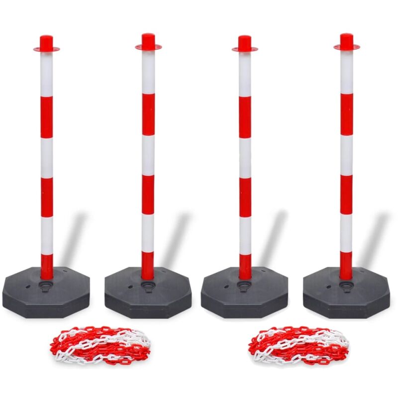 Set of 4 Chain Posts and 2 Plastic Chians of 10 m Each vidaXL